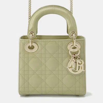 Pre-owned Dior Light Green Patent Leather Mini 2way Handbag
