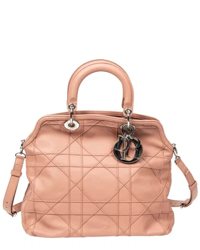 Dior Light Pink Cannage Quilted Leather Medium Granville Tote (authentic Pre-loved)