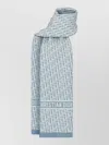 Dior Lightweight Rectangular Scarf Fringe Detail In Blue
