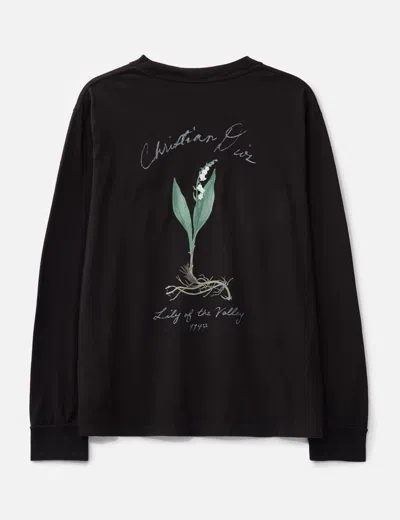 Dior Lily Of The Valley Long Sleeve T-shirt In Black