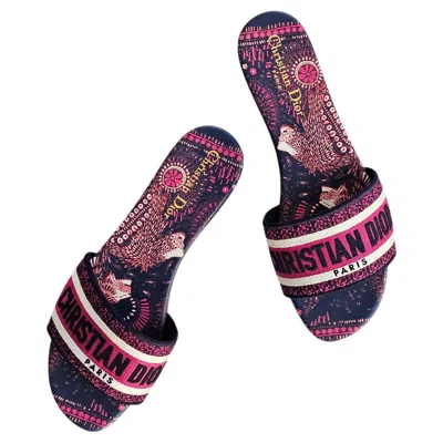 Pre-owned Dior Limited Christian  Dway Slides Toile De Jouy Animals Pink Navy Box Set 39 9