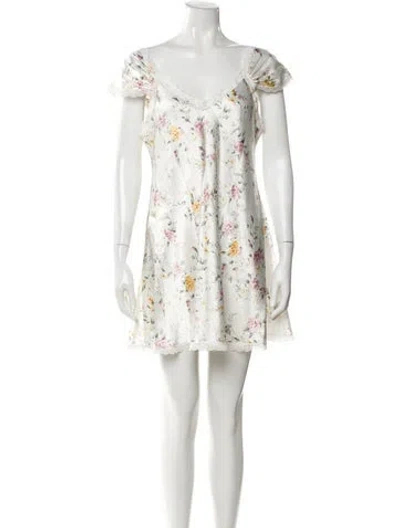Pre-owned Dior Linen Floral Print Nightgown In White