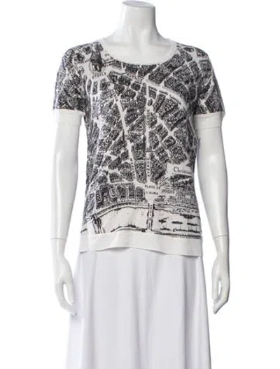 Pre-owned Dior Linen Graphic Print Sweater In White