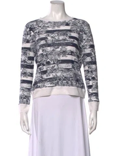 Pre-owned Dior Linen Graphic Print Sweatshirt In White