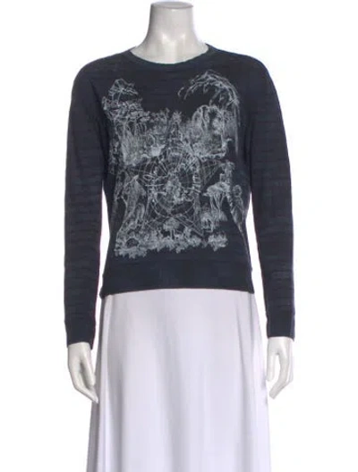 Pre-owned Dior Linen Graphic Print Top In Multi