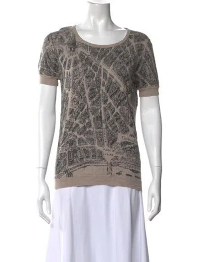 Pre-owned Dior Linen Graphic Print T-shirt In Neutrals
