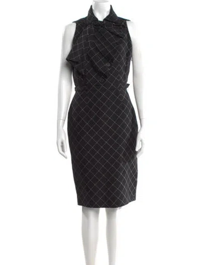 Pre-owned Dior Linen Knee-length Dress In Black