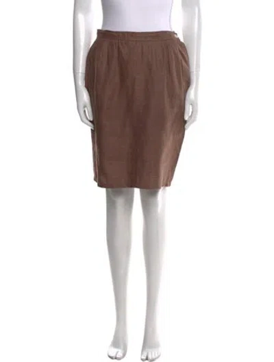 Pre-owned Dior Linen Knee-length Skirt In Brown