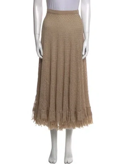 Pre-owned Dior Linen Midi Length Skirt In Brown