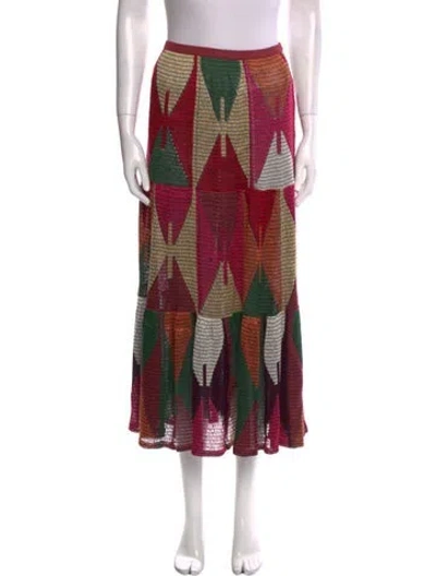 Pre-owned Dior Linen Midi Length Skirt In Multi