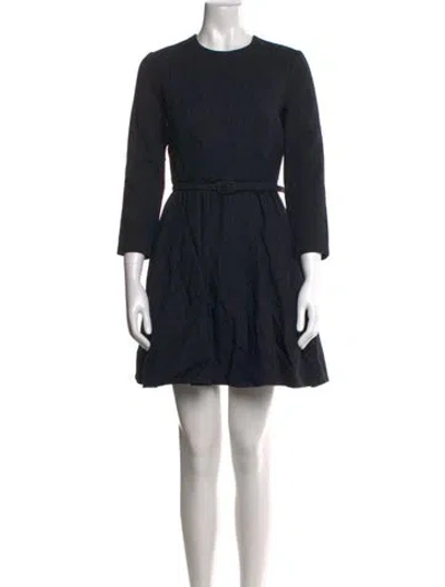 Pre-owned Dior Linen Mini Dress In Blue