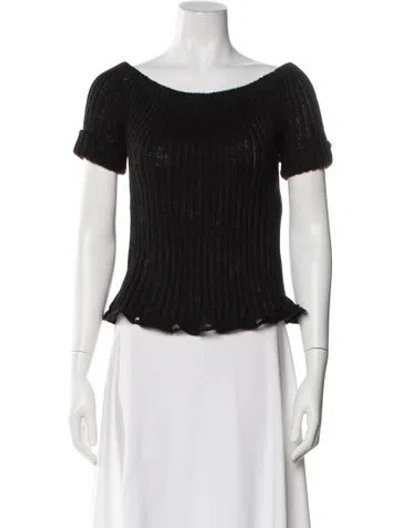 Pre-owned Dior Linen Off-the-shoulder Top In Black