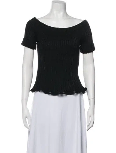 Pre-owned Dior Linen Off-the-shoulder Top In Black