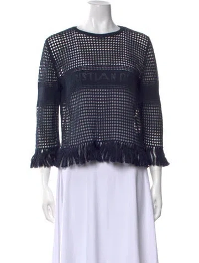 Pre-owned Dior Linen Plaid Print Sweater In Blue
