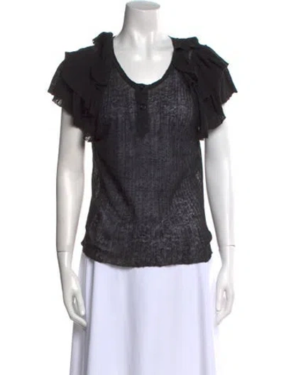 Pre-owned Dior Linen Scoop Neck Blouse In Black