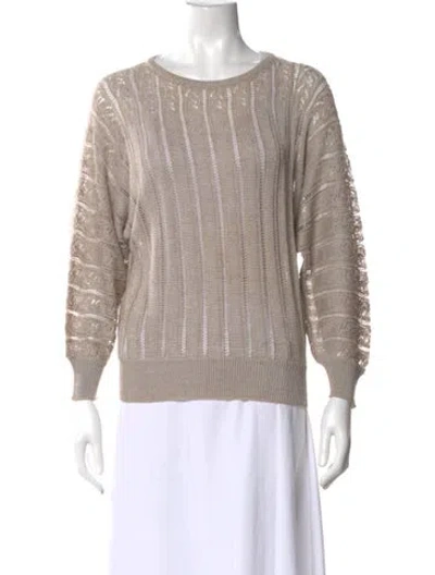 Pre-owned Dior Linen Scoop Neck Sweater In Neutral