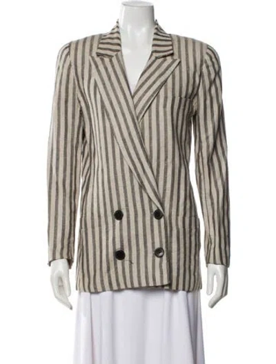 Pre-owned Dior Linen Striped Coat In Neutral