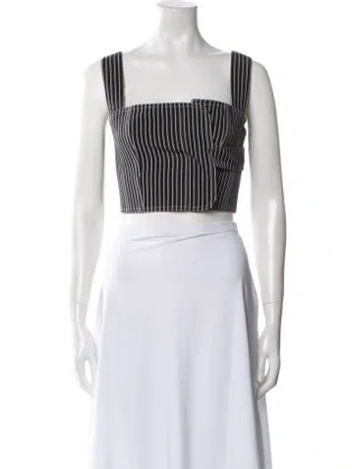 Pre-owned Dior Linen Striped Crop Top In Blue