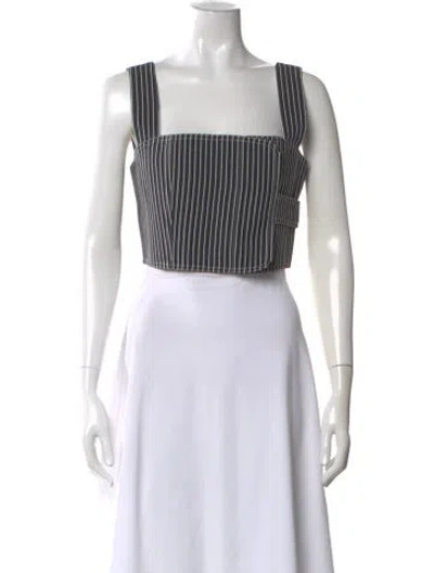 Pre-owned Dior Linen Striped Crop Top In Neutral