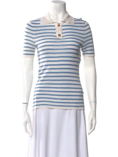 Pre-owned Dior Linen Striped Polo In Blue/white