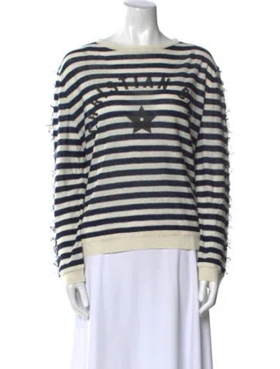 Pre-owned Dior Linen Striped Sweater In Blue