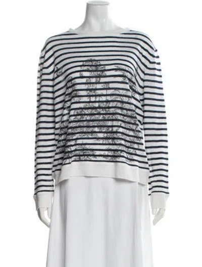 Pre-owned Dior Linen Striped Sweater In Blue