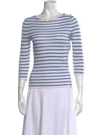 Pre-owned Dior Linen Striped Sweater In Blue