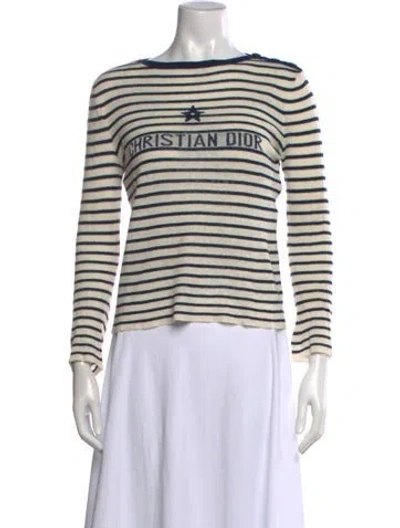 Pre-owned Dior Linen Striped Sweater In Neutrals