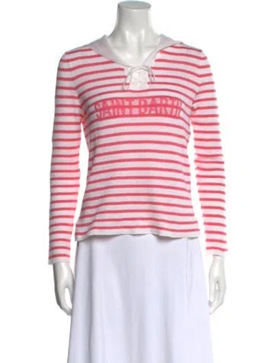 Pre-owned Dior Linen Striped Sweater In Pink