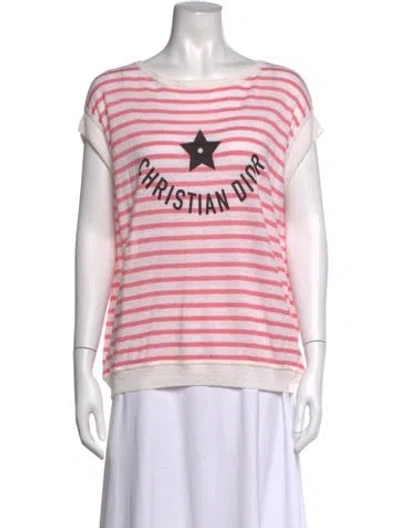 Pre-owned Dior Linen Striped Sweater In Pink