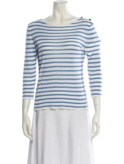 Pre-owned Dior Linen Striped Sweater In White