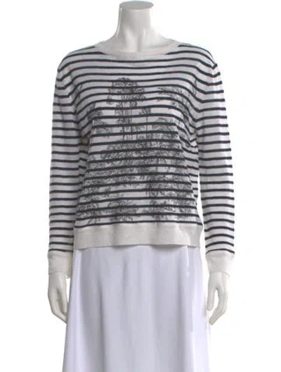 Pre-owned Dior Linen Striped Sweater In White