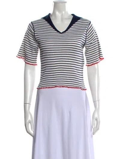 Pre-owned Dior Linen Striped Sweater In White