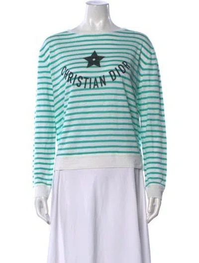 Pre-owned Dior Linen Striped Sweatshirt In Green