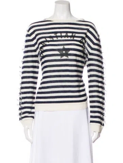 Pre-owned Dior Linen Striped Top In White