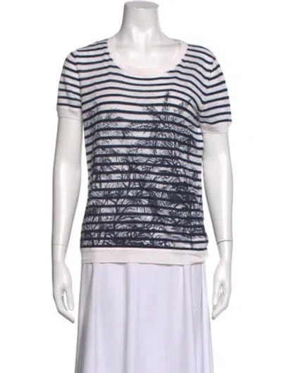 Pre-owned Dior Linen Striped T-shirt In White