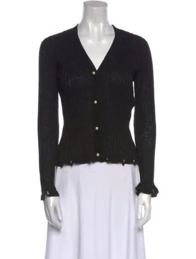 Pre-owned Dior Linen V-neck Sweater In Black