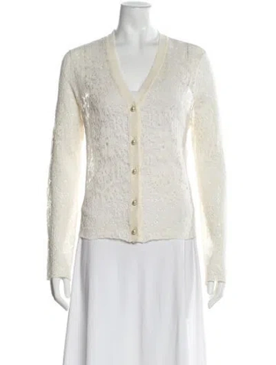 Pre-owned Dior Linen V-neck Sweater In Neutral