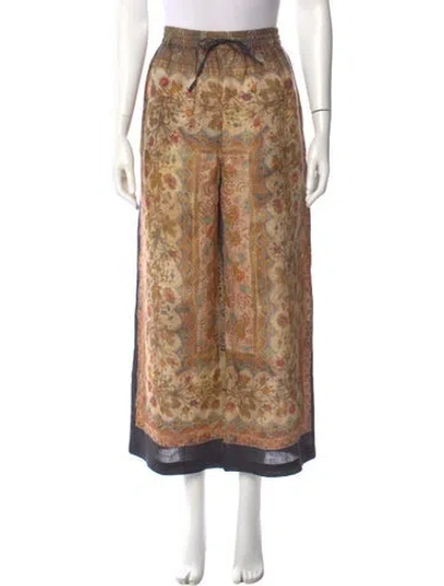 Pre-owned Dior Linen Wide Leg Pants In Brown