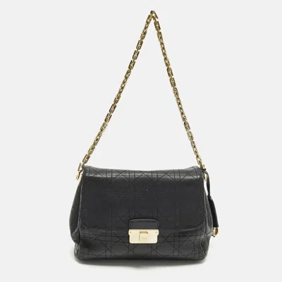 Pre-owned Dior Ling Small Black Leather Shoulder Bag