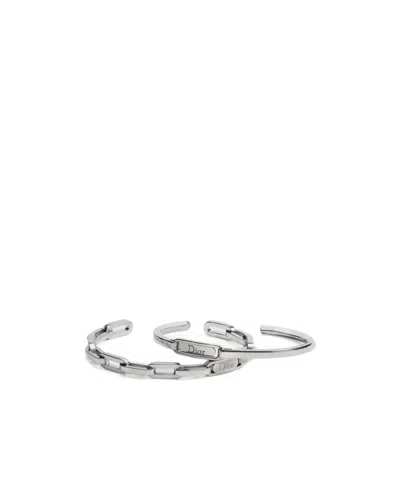 Dior Link Bangle Set In White
