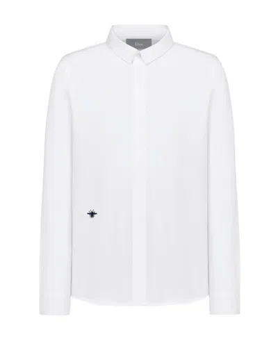Dior Little Bee Logo Embroidered Shirt In White