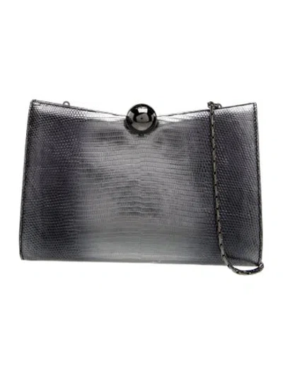 Pre-owned Dior Lizard Clutch In Gray
