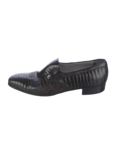 Pre-owned Dior Lizard Loafers In Black