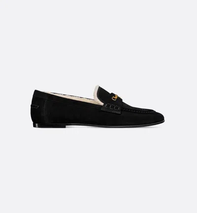 Dior Mens Loafers Round Toe Suede Finish In Black