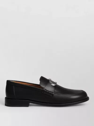 Dior Loafers Buckle Detail Round Toe Design In Black