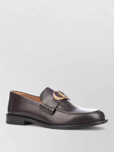 Dior Loafers Gold Tone Hardware Leather Round Toe In Animal Print