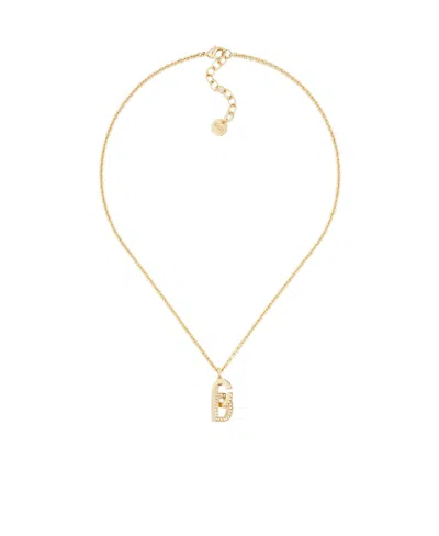 Dior Lock Logo Necklace In Yellow