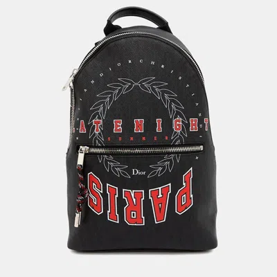 Pre-owned Dior Logo Backpack Black Leather