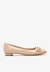 Dior Logo Ballet Flats In Patent Leather In Beige